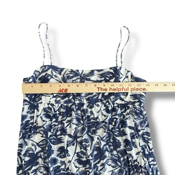 Lisli New York Blue White Floral Print Mini Dress Spaghetti Strap Size M - Picture 4 of 8